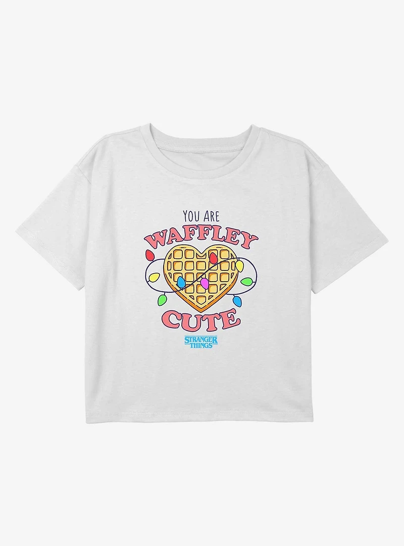 Stranger Things You Are Waffley Cute Youth Girls Boxy Crop T-Shirt