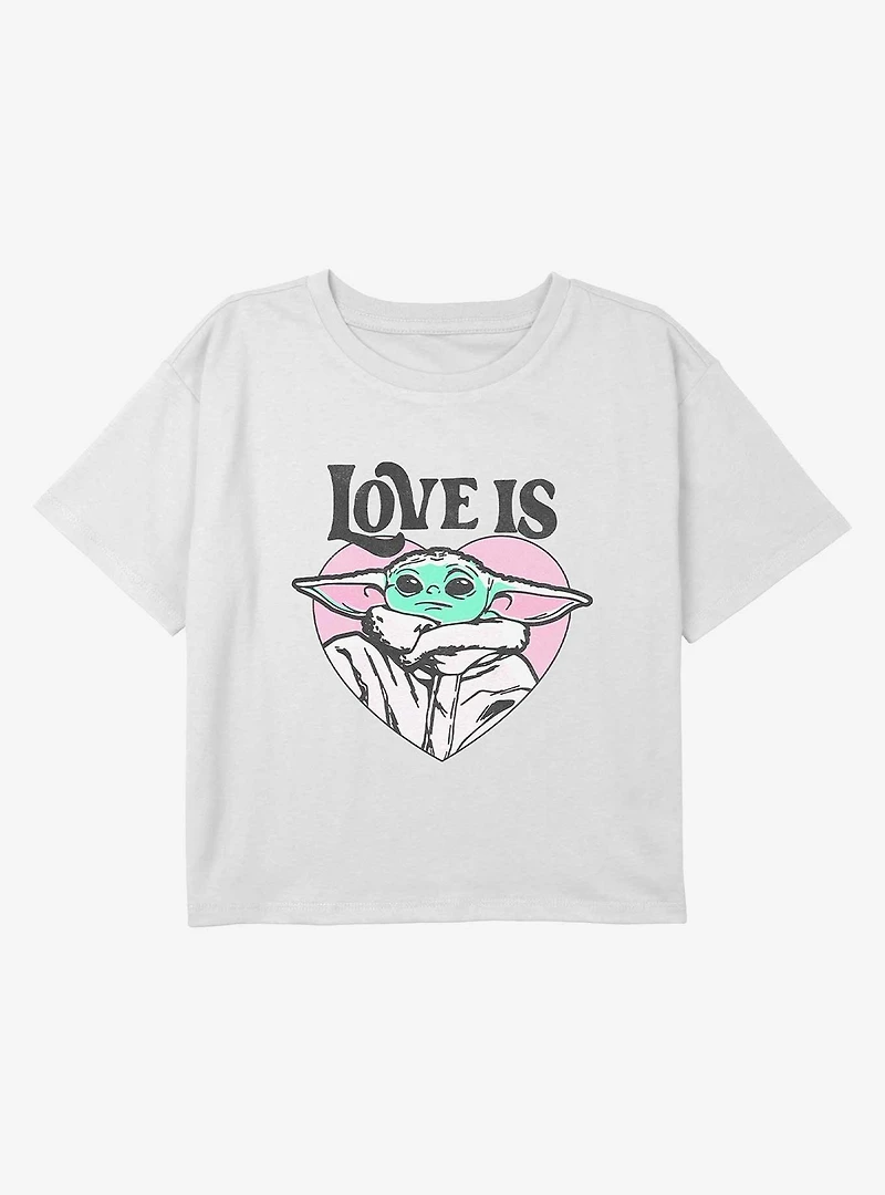 Star Wars The Mandalorian Love Is Heart Youth Girls Boxy Crop T-Shirt