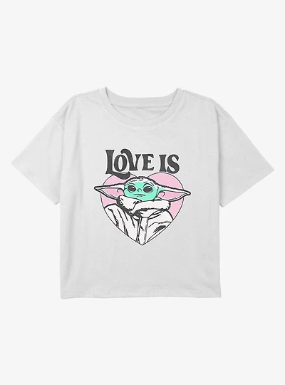 Star Wars The Mandalorian Love Is Heart Youth Girls Boxy Crop T-Shirt