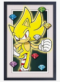 Sonic The Hedgehog Super Sonic with Chaos Emeralds Plexi Framed Wall Art