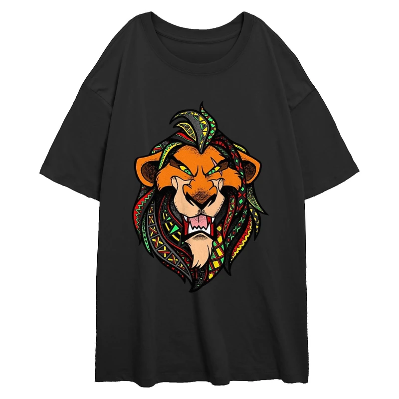 Disney The Lion King Scar Pattern Face Womens Oversized T-Shirt