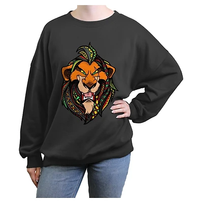 Disney The Lion King Scar Pattern Face Womens Oversized Sweatshirt