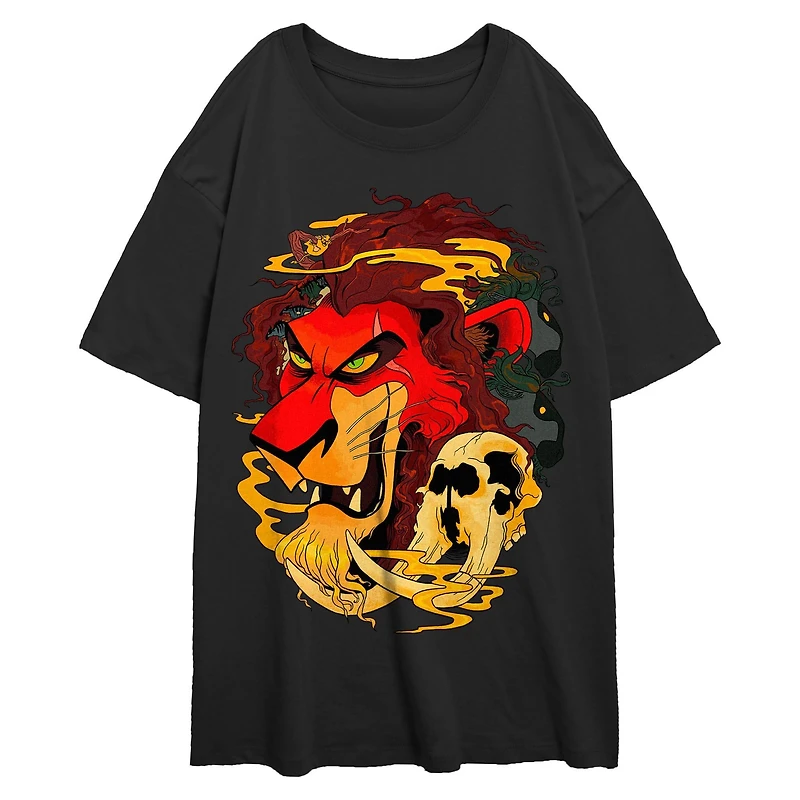 Disney The Lion King Scar Smoke Waves Womens Oversized T-Shirt