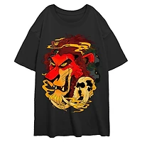 Disney The Lion King Scar Smoke Waves Womens Oversized T-Shirt