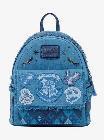 Loungefly Harry Potter Denim Hogwarts Patches Mini Backpack