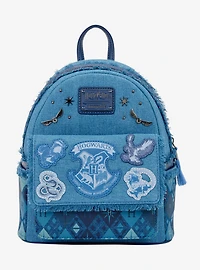 Loungefly Harry Potter Denim Hogwarts Patches Mini Backpack