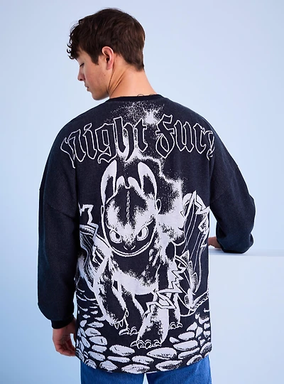 DreamWorks How To Train Your Dragon Toothless Tonal Portrait Long Sleeve - BoxLunch Exclusive
