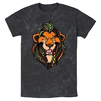 Disney The Lion King Scar Pattern Face Mineral Wash T-Shirt