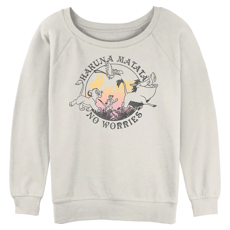 Disney The Lion King Hakuna Matata No Worries Circle Womens Slouchy Sweatshirt