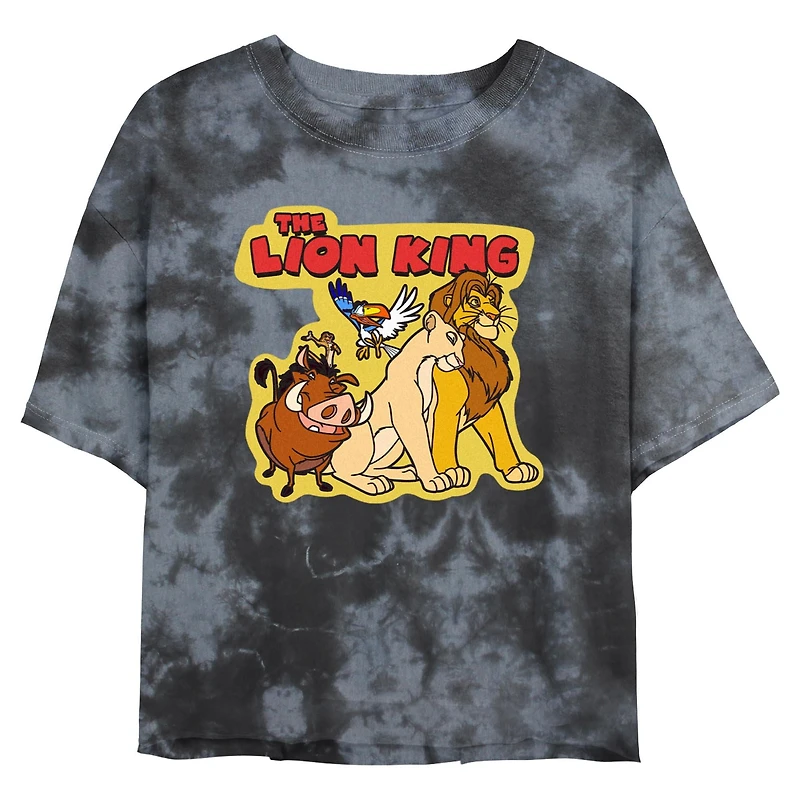 Disney The Lion King Group Cut Out Tie Dye Crop Womens T-Shirt