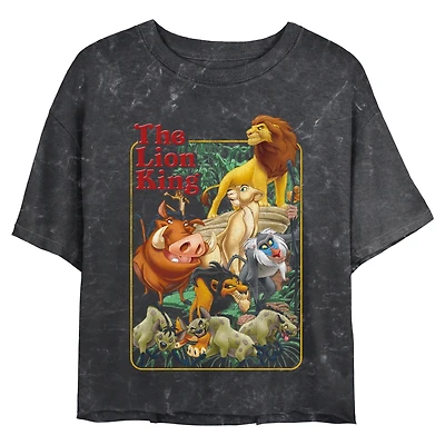 Disney The Lion King Retro Group Mineral Wash Womens Crop T-Shirt