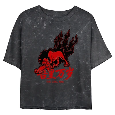 Disney The Lion King Red Flames Scar Mineral Wash Womens Crop T-Shirt