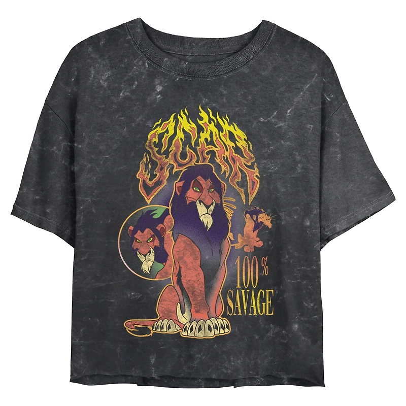 Disney The Lion King Scar 100 Percent Savage Mineral Wash Womens Crop T-Shirt