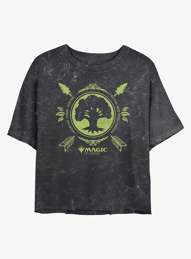 Magic: The Gathering Forest Mana Womens Mineral Wash Crop T-Shirt