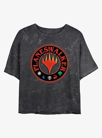 Magic: The Gathering Planeswalker Circle Stamp Womens Mineral Wash Crop T-Shirt