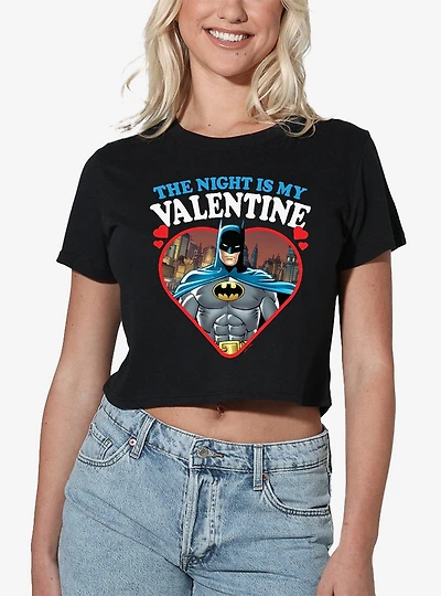 DC Comics Batman The Night Is My Valentine Women's Crop Top T-Shirt