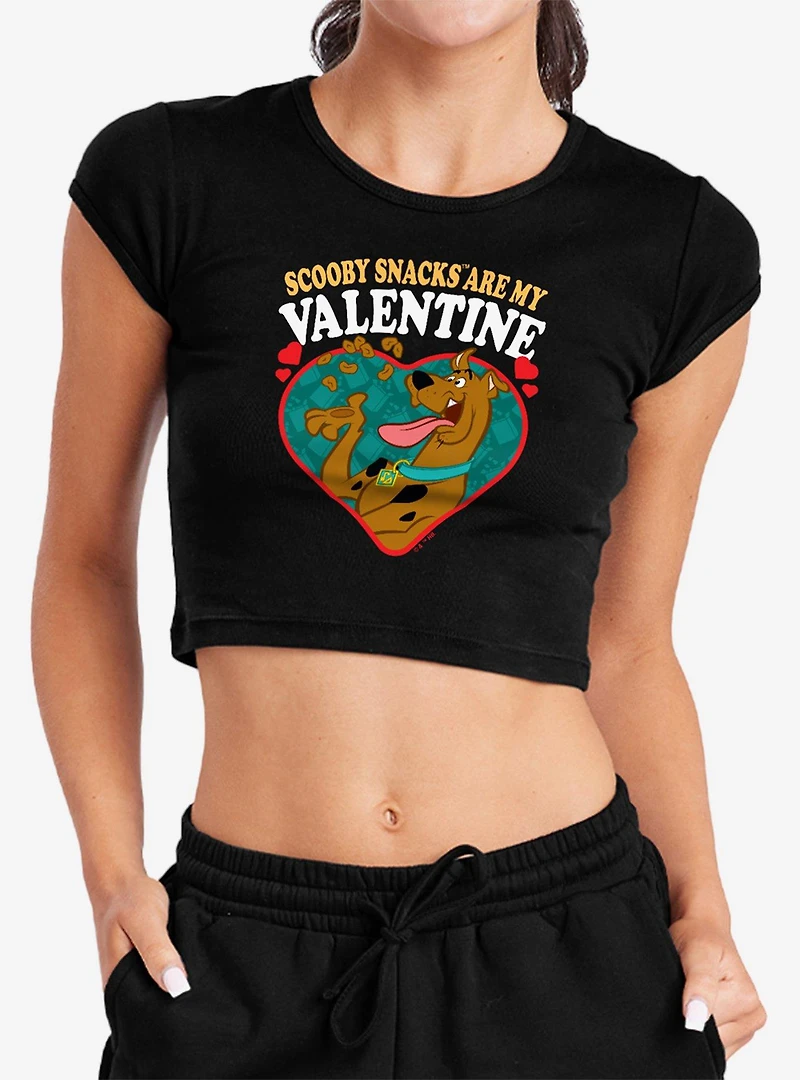 Scooby-Doo! Scooby Snacks Are My Valentine Cap Sleeve Baby Rib Women's Crop Top