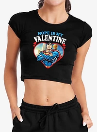 DC Comics Superman Hope Is My Valentine Cap Sleeve Baby Rib Women's Crop Top