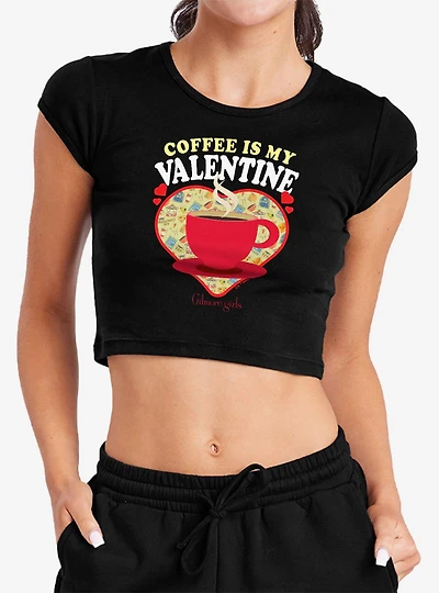 Gilmore Girls Coffee Is My Valentine Cap Sleeve Baby Rib Women's Crop Top