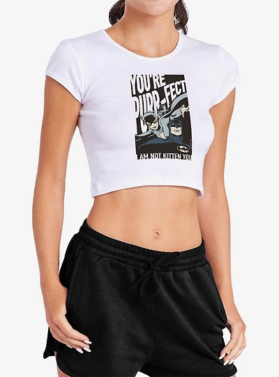 DC Comics Batman Catwoman You're Purrfect Cap Sleeve Baby Rib Women's Crop Top
