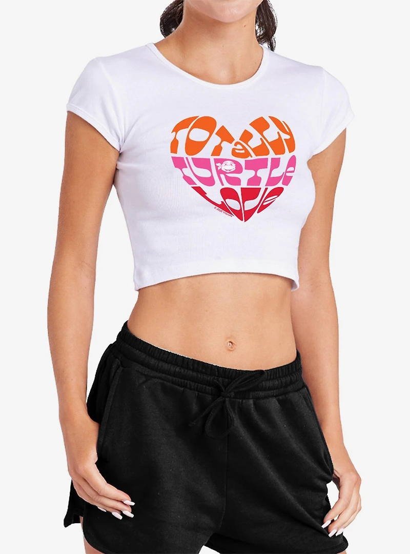 Teenage Mutant Ninja Turtles Totally Turtle Love Cap Sleeve Baby Rib Women's Crop Top
