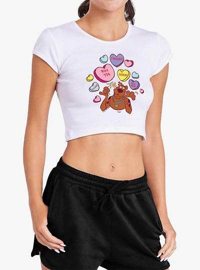 Scooby-Doo! Heart Candy Cap Sleeve Baby Rib Women's Crop Top