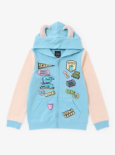 Disney Pixar Monsters University Sulley Patches Youth Zippered Hoodie - BoxLunch Exclusive