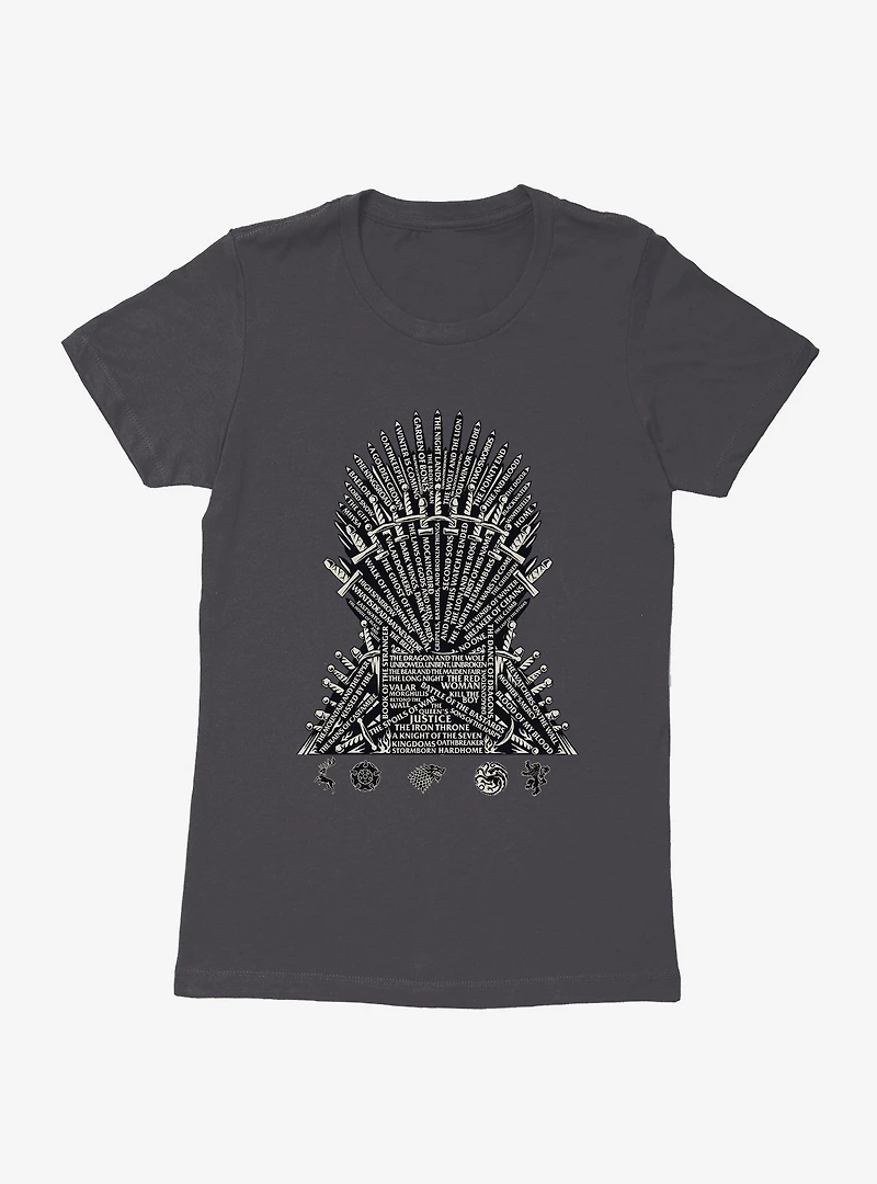 Game Of Thrones Episode Names Throne Womens T-Shirt
