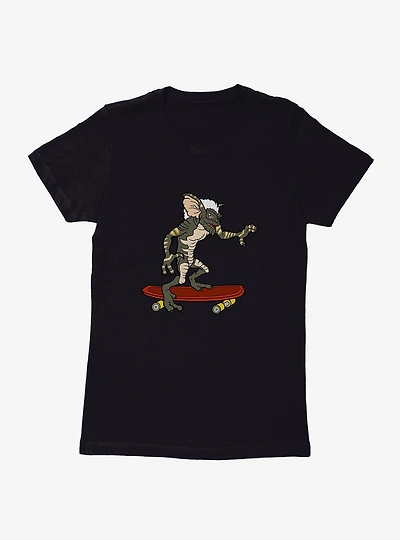Gremlins Stripe Riding Skateboard Womens T-Shirt