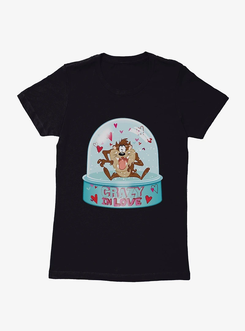 Looney Tunes Taz Crazy Love Snow Globe Womens T-Shirt