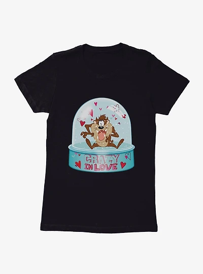 Looney Tunes Taz Crazy Love Snow Globe Womens T-Shirt