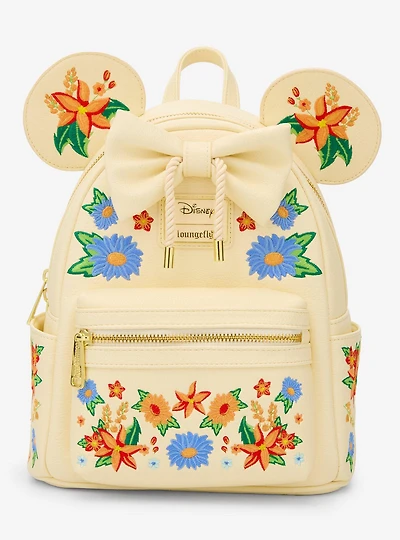 Loungefly Disney Minnie Mouse Orange Floral Ears Mini Backpack- BoxLunch Exclusive