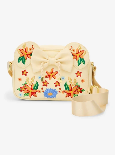 Loungefly Disney Minnie Mouse Orange Floral Ears Crossbody Bag - BoxLunch Exclusive