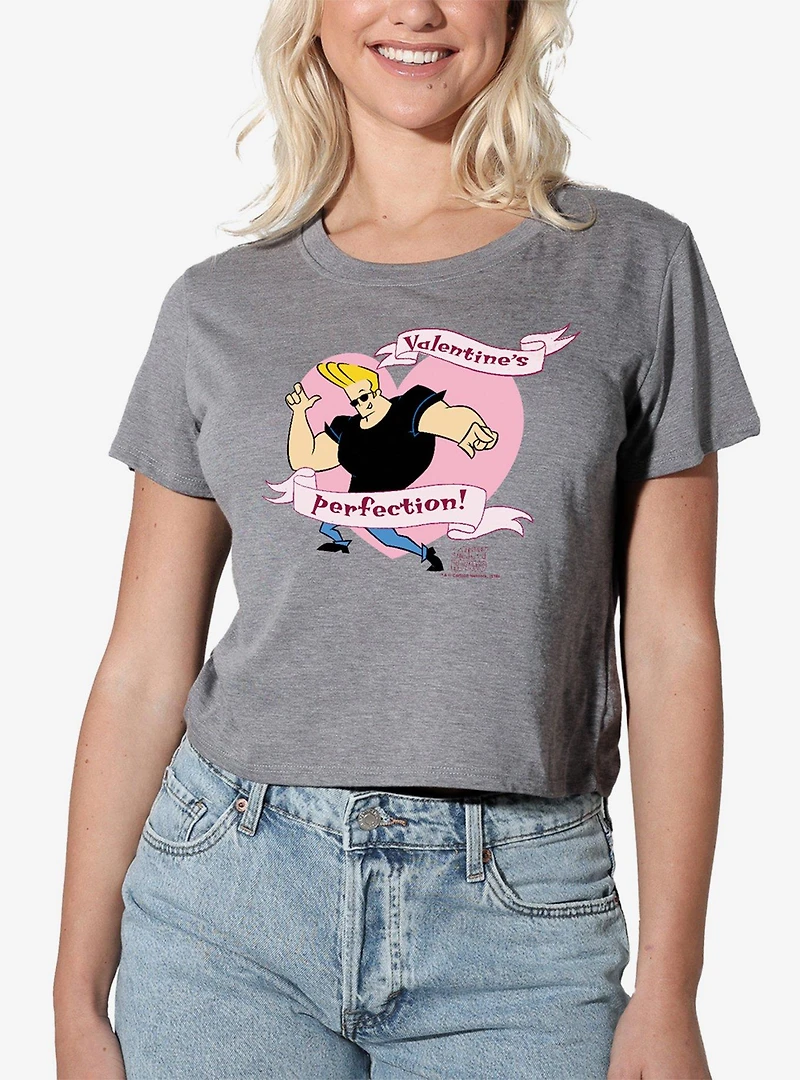 Johnny Bravo Valentines Perfection Women's Crop Top T-Shirt