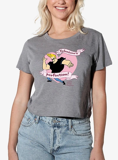 Johnny Bravo Valentines Perfection Women's Crop Top T-Shirt
