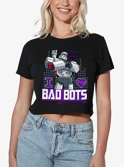 Transformers Megatron I Love Bad Bots Women's Crop Top T-Shirt