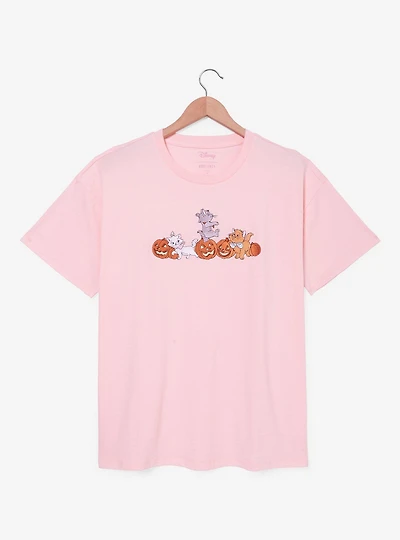 Disney The Aristocats Kittens & Jack-o-Lanterns Embroidered Women's Plus T-Shirt - BoxLunch Exclusive