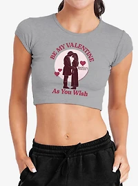 The Princess Bride Be My Valentine As You Wish Cap Sleeve Baby Rib Women's Crop Top
