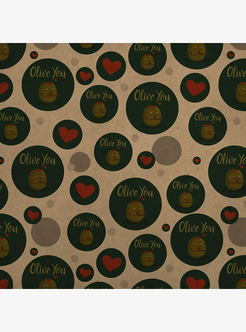 Olive You I Love You Premium Kraft Wrapping Paper