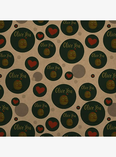 Olive You I Love You Premium Kraft Wrapping Paper