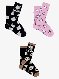 Cat Ghost & Dog 3-Pair Crew Socks
