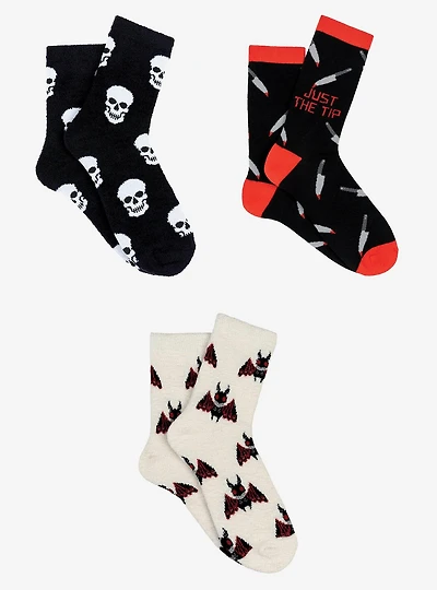 Skull Cozy & Knit 3-Pair Crew Socks
