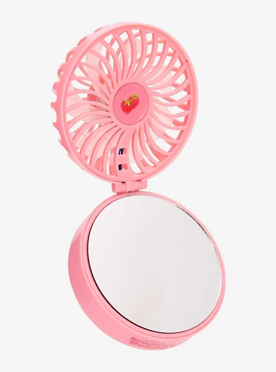 Célavi Strawberry Shortcake Sweetheart Compact Fan with Mirror