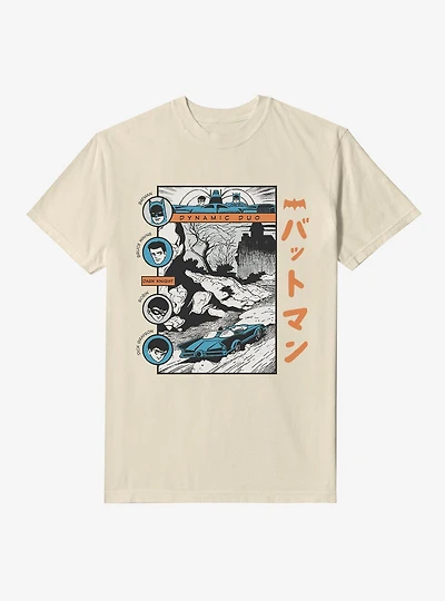 DC Batman & Robin Comic Panel Duo Garment Dye T-Shirt