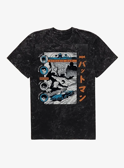 DC Batman & Robin Comic Panel Duo Mineral Wash T-Shirt