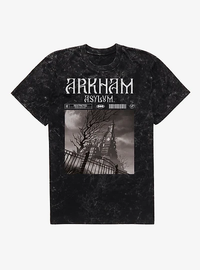 DC Batman Arkham Asylum Rated Mineral Wash T-Shirt