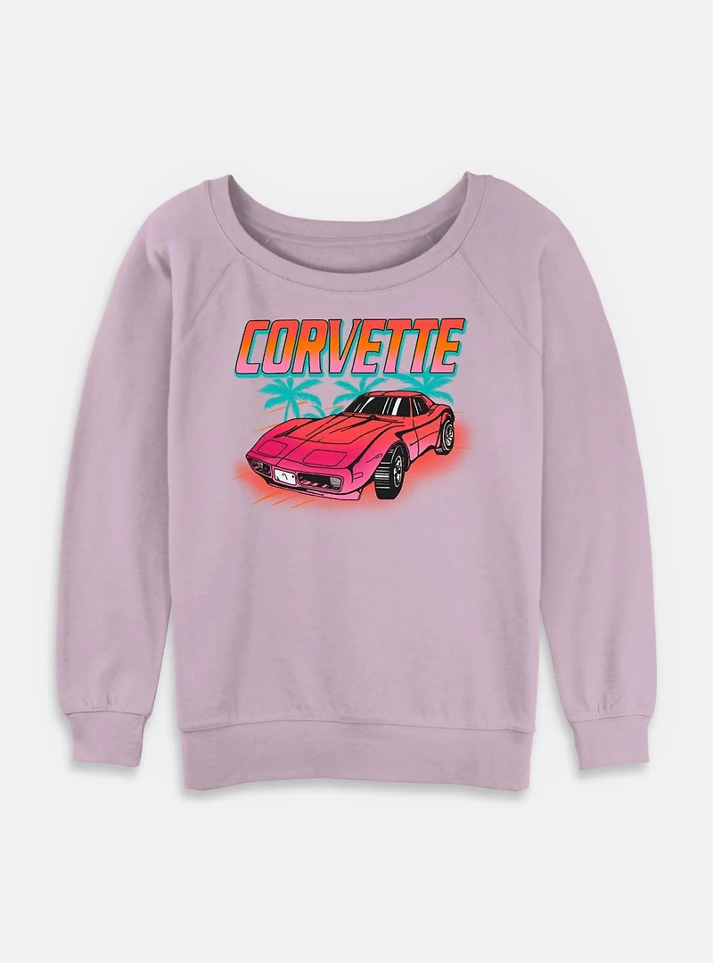General Motors Corvette Sunset Scene Womens Slouchy Sweatshirt