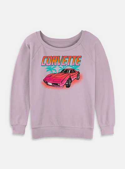 General Motors Corvette Sunset Scene Womens Slouchy Sweatshirt