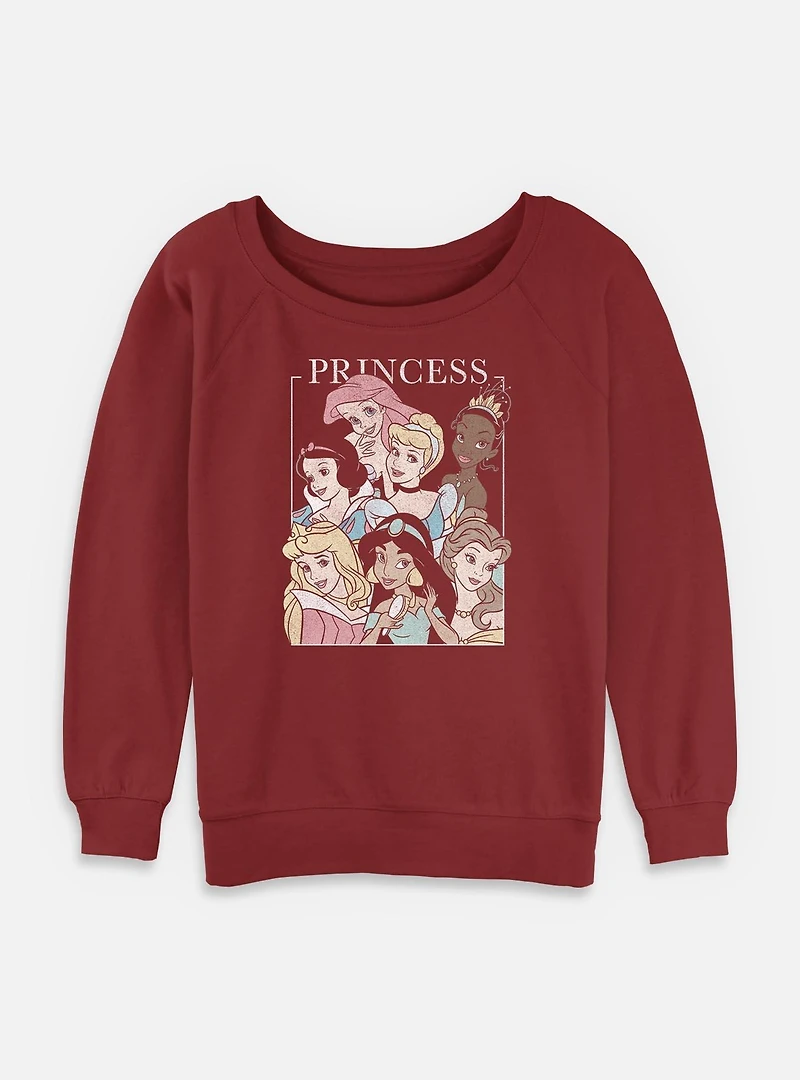 Disney Princesses Retro Group Frame Womens Slouchy Sweatshirt