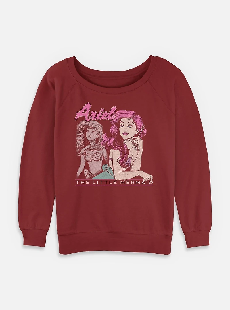 Disney The Little Mermaid Retro Ariel Collage Womens Slouchy Sweatshirt